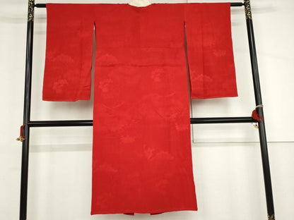 平和屋着物●アンティーク　大正ロマン　長襦袢　袷　草花地紋　半衿刺繍　正絹　逸品　AABJ3734cs