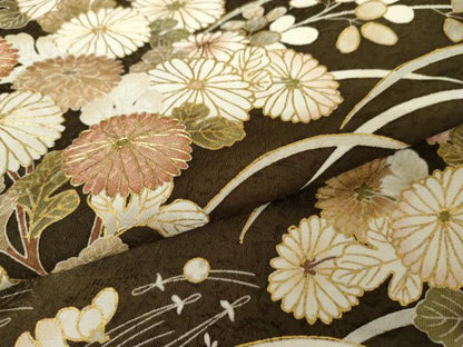 平和屋着物●訪問着　駒刺繍　芝花文　暈し染め　金彩　正絹　逸品　AABJ3737cs
