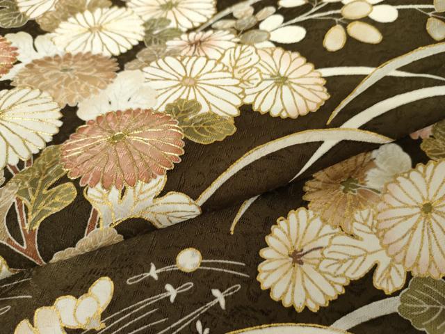 平和屋着物●訪問着　駒刺繍　芝花文　暈し染め　金彩　正絹　逸品　AABJ3737cs