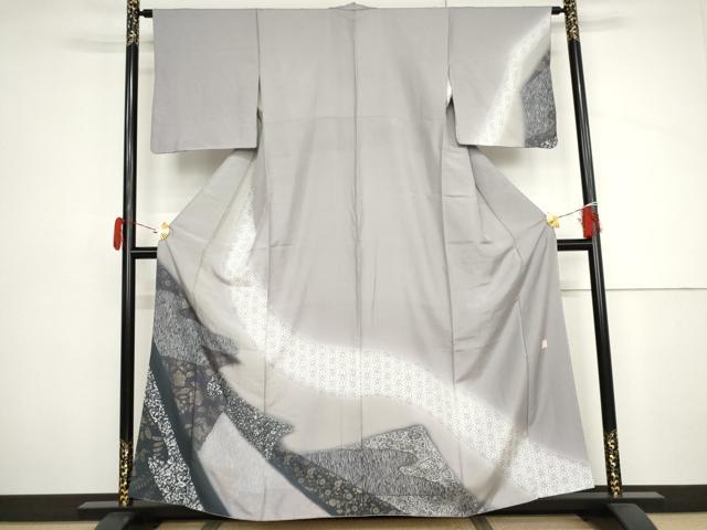 平和屋着物●訪問着　作家物　辻が花　麻の葉文様　金彩　正絹　逸品　AABJ3738cs