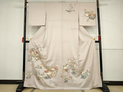 平和屋着物●訪問着　刺繍　流水松竹梅文　金糸　金彩　ますいわ屋扱い　正絹　逸品　AABJ3741cs