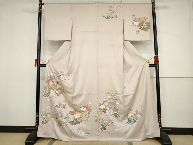 平和屋着物●訪問着　刺繍　流水松竹梅文　金糸　金彩　ますいわ屋扱い　正絹　逸品　AABJ3741cs