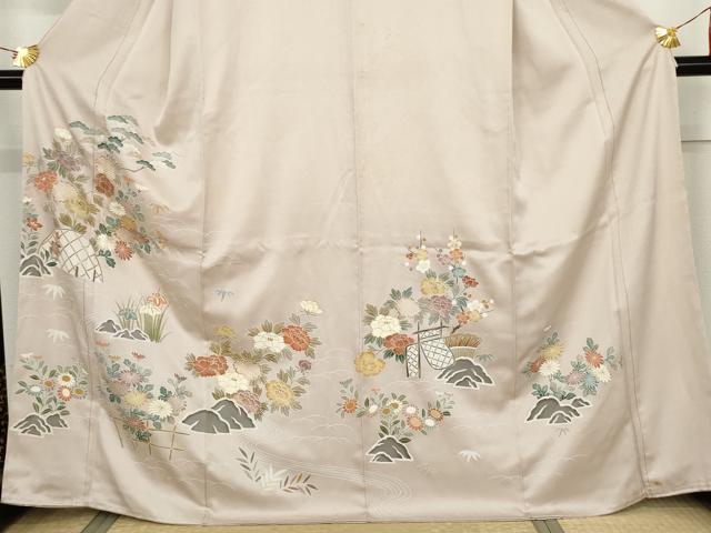 平和屋着物●訪問着　刺繍　流水松竹梅文　金糸　金彩　ますいわ屋扱い　正絹　逸品　AABJ3741cs