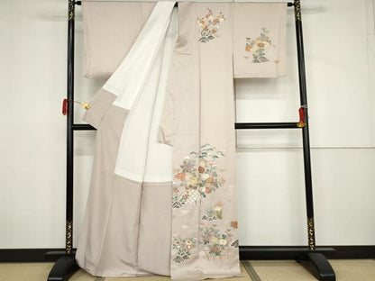 平和屋着物●訪問着　刺繍　流水松竹梅文　金糸　金彩　ますいわ屋扱い　正絹　逸品　AABJ3741cs