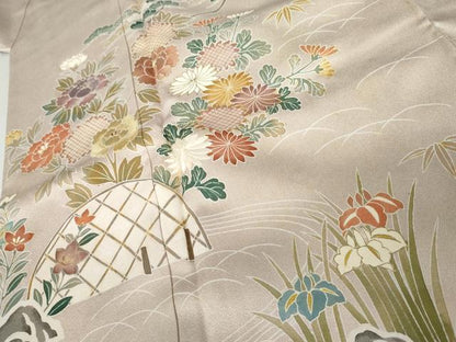 平和屋着物●訪問着　刺繍　流水松竹梅文　金糸　金彩　ますいわ屋扱い　正絹　逸品　AABJ3741cs