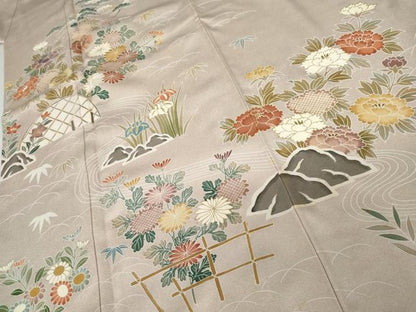 平和屋着物●訪問着　刺繍　流水松竹梅文　金糸　金彩　ますいわ屋扱い　正絹　逸品　AABJ3741cs