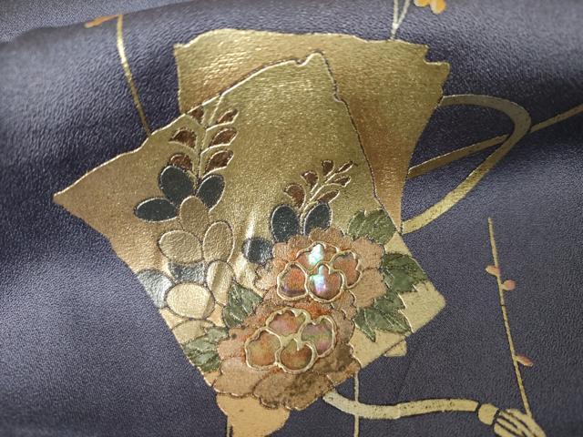 平和屋着物●訪問着　螺鈿　草花文　暈し染め　金彩　正絹　逸品　未使用　AABJ3742cs