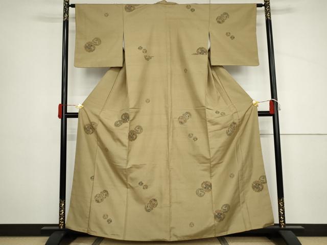 平和屋着物●京の名門・菱屋六右ェ門　紬　花丸文　やまと誂製正絹　逸品　AABJ3743cs