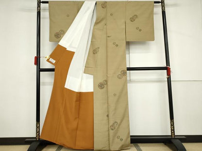 平和屋着物●京の名門・菱屋六右ェ門　紬　花丸文　やまと誂製正絹　逸品　AABJ3743cs