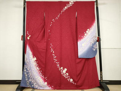 平和屋着物●豪華振袖　駒刺繍　舞桜　暈し染め　金彩　正絹　逸品　AABJ3744cs