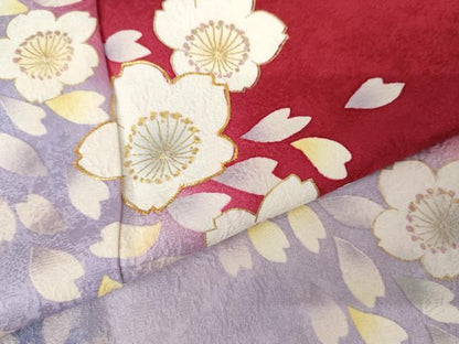 平和屋着物●豪華振袖　駒刺繍　舞桜　暈し染め　金彩　正絹　逸品　AABJ3744cs