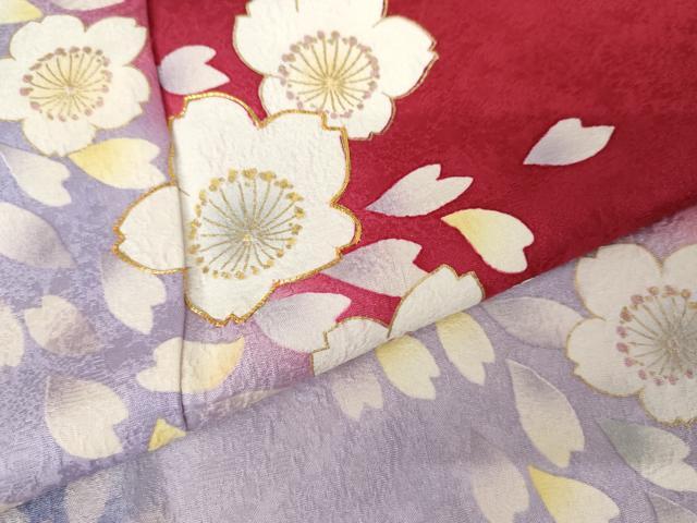 平和屋着物●豪華振袖　駒刺繍　舞桜　暈し染め　金彩　正絹　逸品　AABJ3744cs