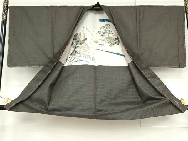 平和屋着物○男性 紬 アンサンブル 亀甲柄 正絹 逸品 未使用 AABJ3746cs