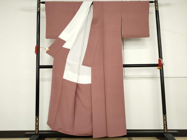 平和屋着物●上質な色無地　退紅色　正絹　逸品　AABJ3749cs