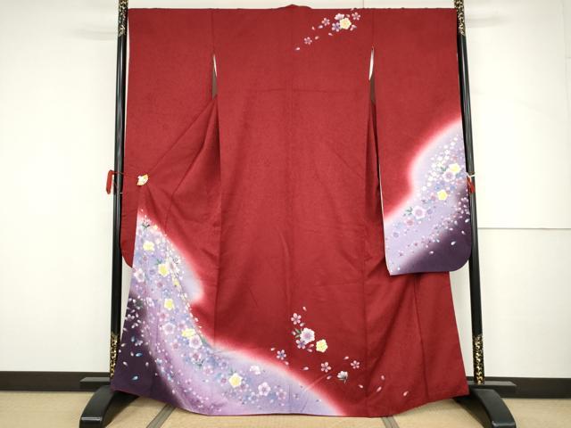 平和屋着物●豪華振袖　舞花文　暈し染め　正絹　逸品　AABJ3752cs