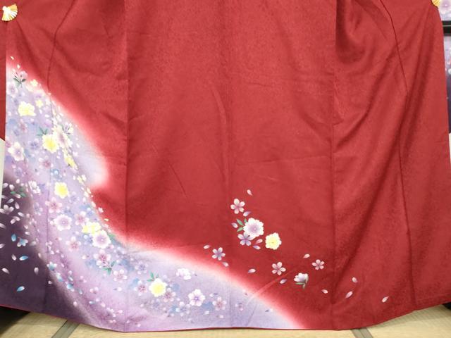 平和屋着物●豪華振袖　舞花文　暈し染め　正絹　逸品　AABJ3752cs
