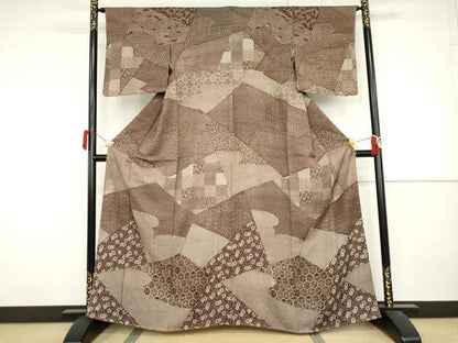 平和屋着物●江戸小紋　訪問着　切嵌吉祥花文　正絹　逸品　未使用　AABJ3758cs