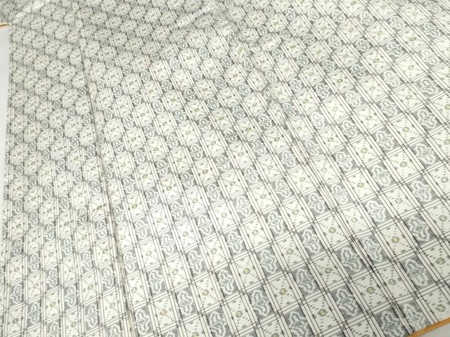 平和屋着物●本場琉球絣　紬　格子　反端付き　正絹　逸品　AABJ3761cs
