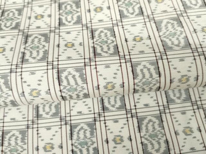 平和屋着物●本場琉球絣　紬　格子　反端付き　正絹　逸品　AABJ3761cs
