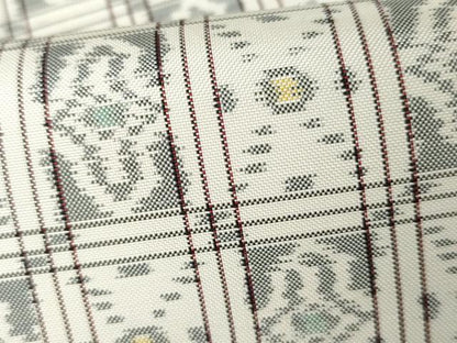 平和屋着物●本場琉球絣　紬　格子　反端付き　正絹　逸品　AABJ3761cs