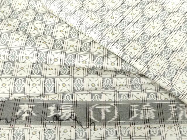 平和屋着物●本場琉球絣　紬　格子　反端付き　正絹　逸品　AABJ3761cs