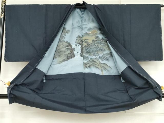 平和屋着物●男性　紬　アンサンブル　格子　正絹　逸品　AABJ3762cs