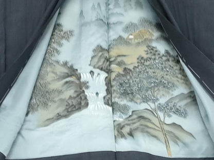 平和屋着物●男性　紬　アンサンブル　格子　正絹　逸品　AABJ3762cs