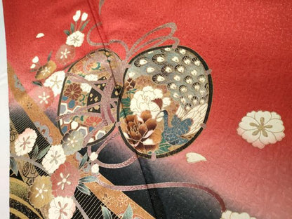 平和屋着物●豪華振袖　立波花鼓文　暈し染め　金銀彩　金通し地　鈴乃屋扱い　正絹　逸品　AABJ3767cs
