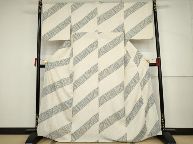 平和屋着物●上質な小紋　斜縞　正絹　逸品　AABJ3770cs