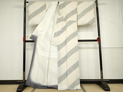 平和屋着物●上質な小紋　斜縞　正絹　逸品　AABJ3770cs
