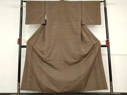 平和屋着物●白鷹お召　変わり格子　正絹　逸品　AABJ3773cs
