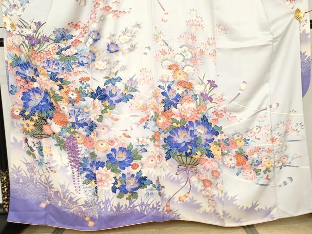 平和屋着物●豪華振袖　飾花文　暈し染め　金銀彩　正絹　逸品　AABJ3776cs