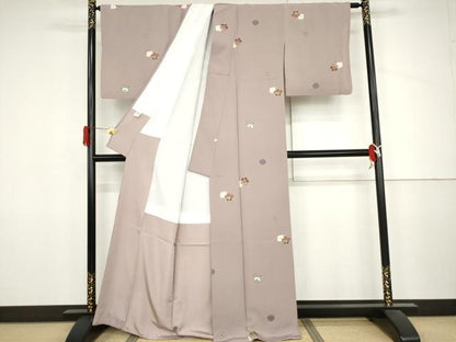 平和屋着物●上質な小紋　舞梅文　金彩　正絹　逸品　AABJ3779cs