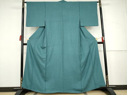 平和屋着物●上質な色無地　霞地紋　納戸色　正絹　逸品　AABJ3780cs