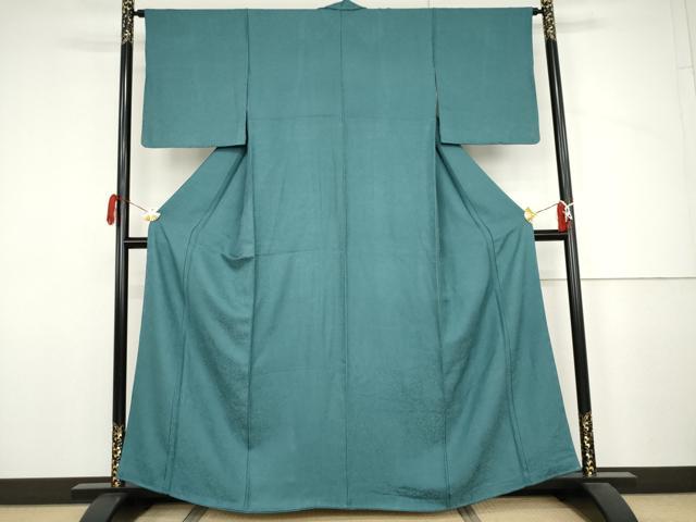 平和屋着物●上質な色無地　霞地紋　納戸色　正絹　逸品　AABJ3780cs
