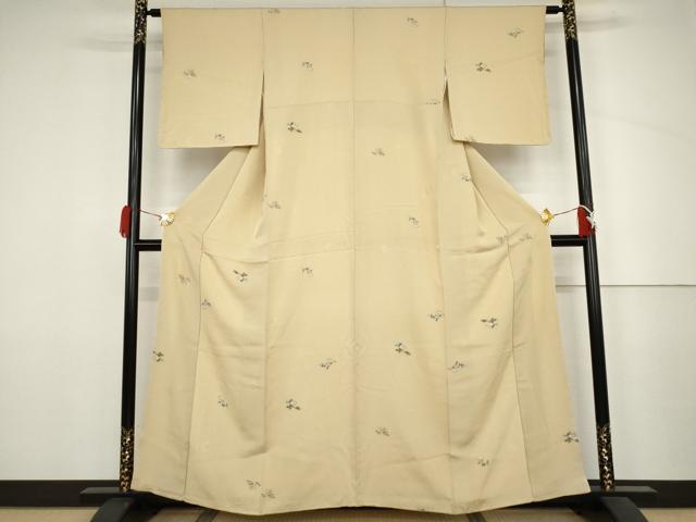 平和屋着物●上質な小紋　友禅　枝花文　正絹　逸品　未使用　AABJ3781cs