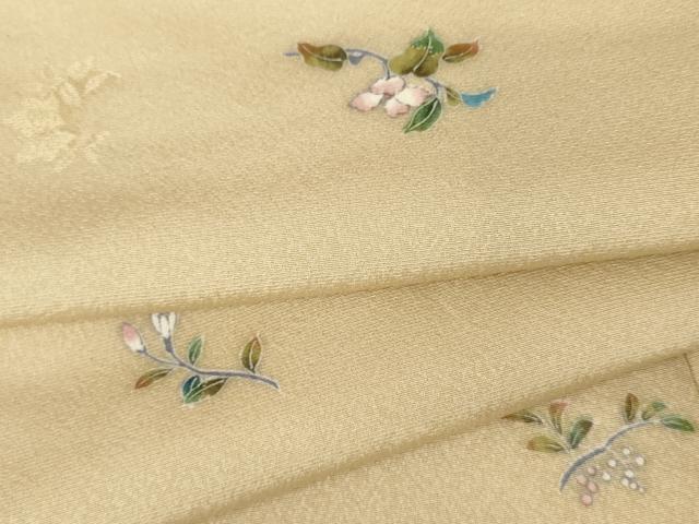 平和屋着物●上質な小紋　友禅　枝花文　正絹　逸品　未使用　AABJ3781cs