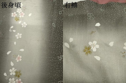 平和屋着物●上質な小紋　お召ちりめん　桜間道　暈し染め　金彩　正絹　逸品　AABJ3785cs