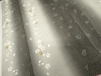 平和屋着物●上質な小紋　お召ちりめん　桜間道　暈し染め　金彩　正絹　逸品　AABJ3785cs