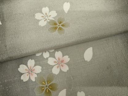 平和屋着物●上質な小紋　お召ちりめん　桜間道　暈し染め　金彩　正絹　逸品　AABJ3785cs