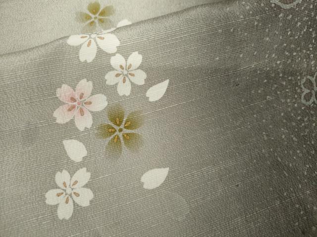 平和屋着物●上質な小紋　お召ちりめん　桜間道　暈し染め　金彩　正絹　逸品　AABJ3785cs