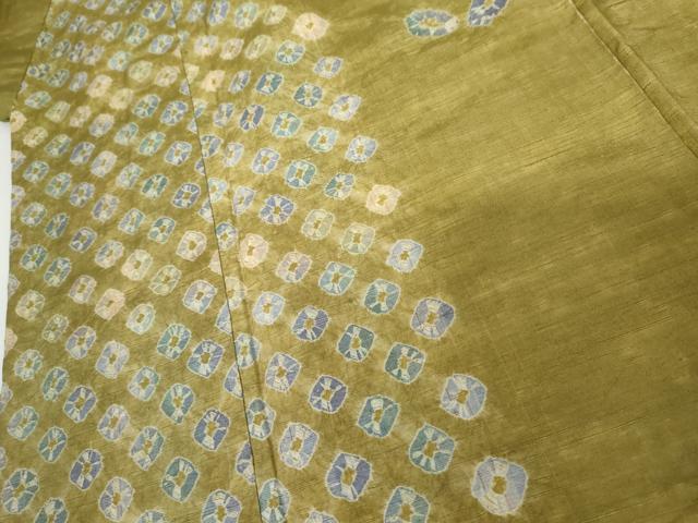 平和屋着物●上質な紬　雲絞り　草花間道　正絹　逸品　AABJ3787cs
