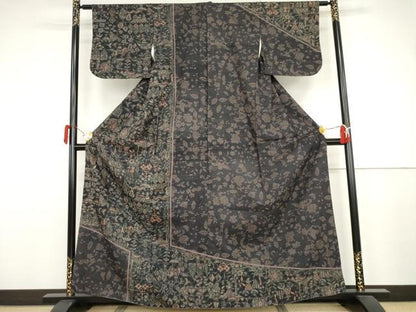 平和屋着物●生紬　訪問着　人物鳥獣文　正絹　逸品　AABJ3790cs