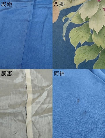 平和屋着物●アンティーク　大正ロマン　色留袖　刺繍　両褄　孔雀更紗花唐草文　金彩　正絹　逸品　AABJ3794cs