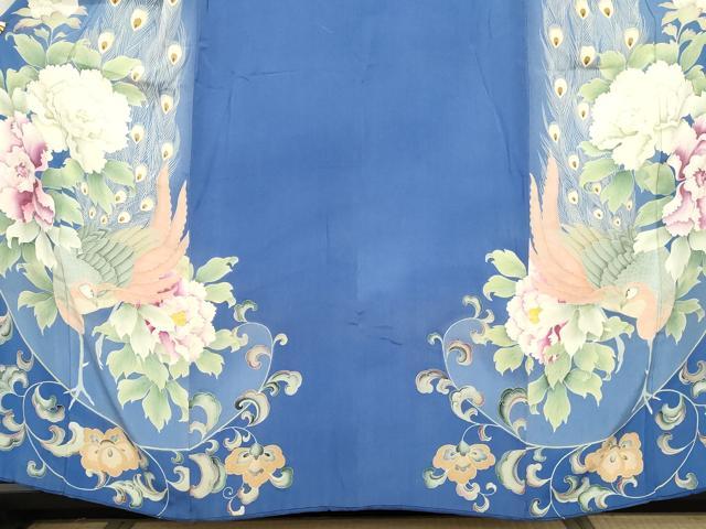 平和屋着物●アンティーク　大正ロマン　色留袖　刺繍　両褄　孔雀更紗花唐草文　金彩　正絹　逸品　AABJ3794cs