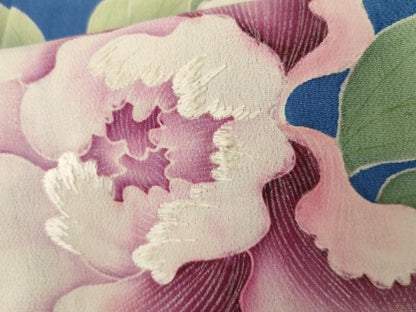 平和屋着物●アンティーク　大正ロマン　色留袖　刺繍　両褄　孔雀更紗花唐草文　金彩　正絹　逸品　AABJ3794cs