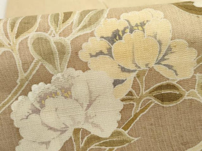 平和屋着物●訪問着　紬地　刺繍　枝花文　正絹　逸品　AABJ3795cs