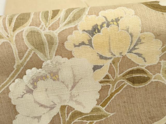 平和屋着物●訪問着　紬地　刺繍　枝花文　正絹　逸品　AABJ3795cs