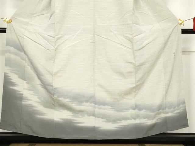 平和屋着物●藤倉守正　本塩沢　訪問着　やまだ織　霞文　正絹　逸品　AABJ3796cs