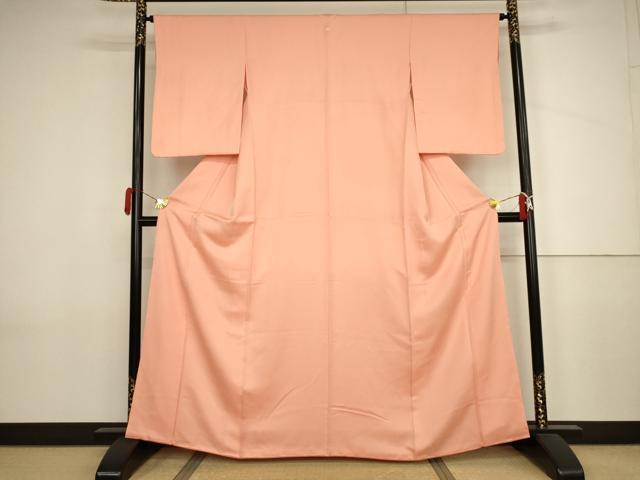 平和屋着物●上質な色無地　花唐草地紋　薄紅色　正絹　逸品　未使用　AABJ3801cs